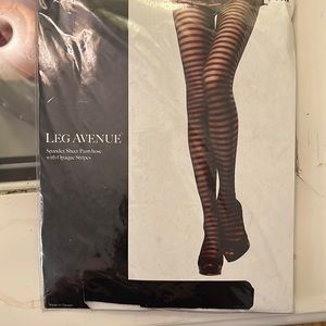 Sheer panty hose with opaque stripes